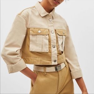 Berksha cropped denim utility jacket.